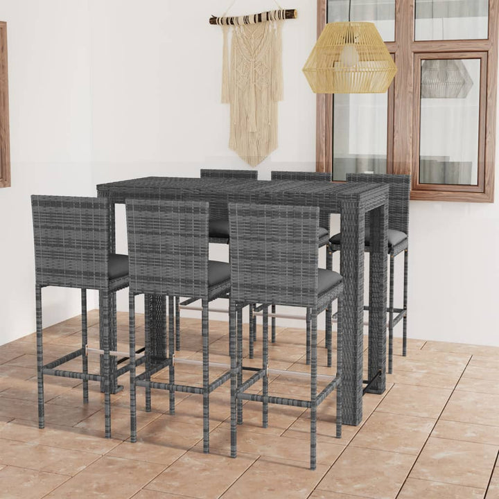 Ensemble De Bar De Jardin 3 Pcs Et Coussins Résine Tressée