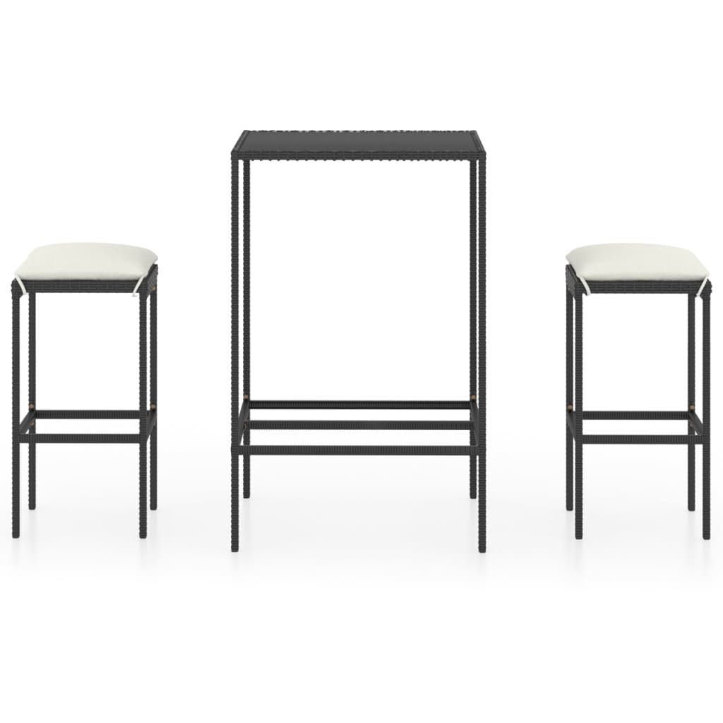 Ensemble De Bar De Jardin 3 Pcs Et Coussins Résine Tressée
