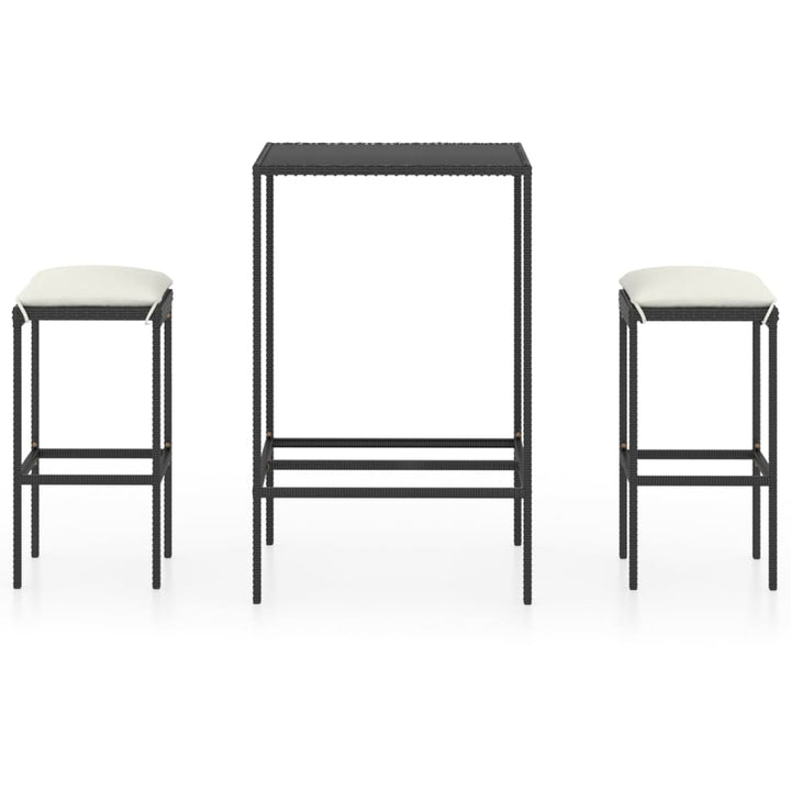 Ensemble De Bar De Jardin 3 Pcs Et Coussins Résine Tressée