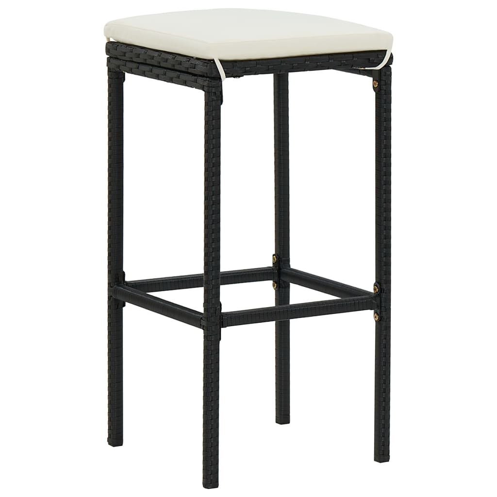 Ensemble De Bar De Jardin 3 Pcs Et Coussins Résine Tressée