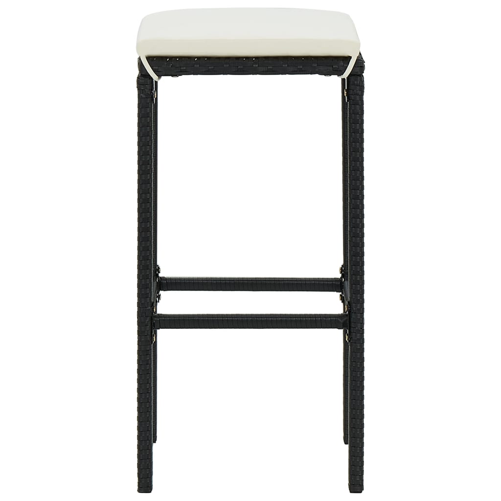 Ensemble De Bar De Jardin 3 Pcs Et Coussins Résine Tressée