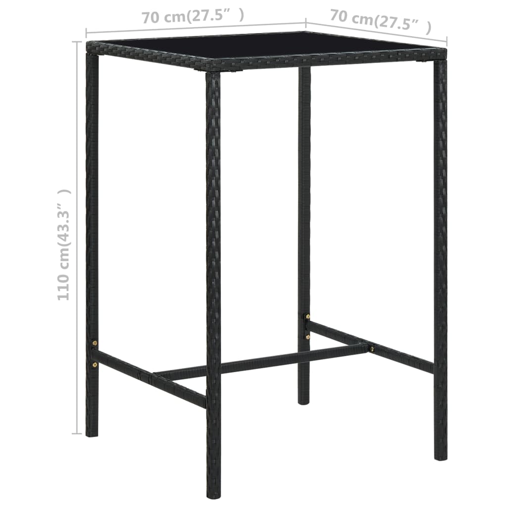 Ensemble De Bar De Jardin 3 Pcs Et Coussins Résine Tressée