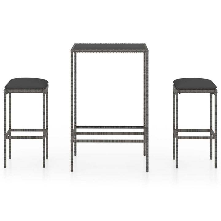 Ensemble De Bar De Jardin 3 Pcs Et Coussins Résine Tressée
