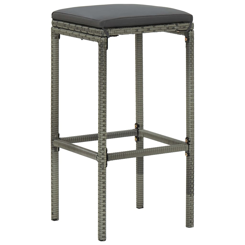 Ensemble De Bar De Jardin 3 Pcs Et Coussins Résine Tressée