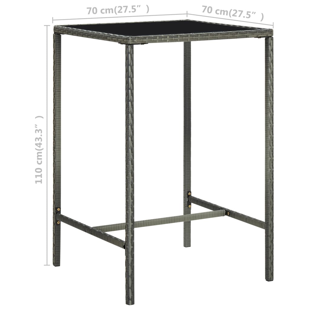 Ensemble De Bar De Jardin 3 Pcs Et Coussins Résine Tressée