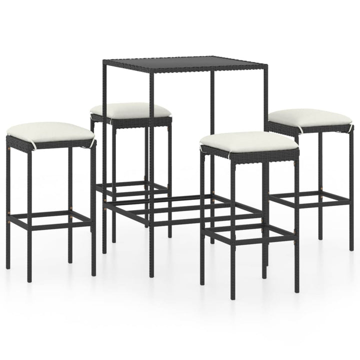 Ensemble De Bar De Jardin 5 Pcs Et Coussins Résine Tressée
