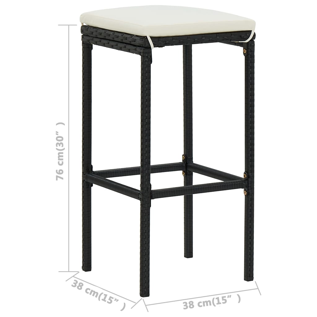Ensemble De Bar De Jardin 5 Pcs Et Coussins Résine Tressée
