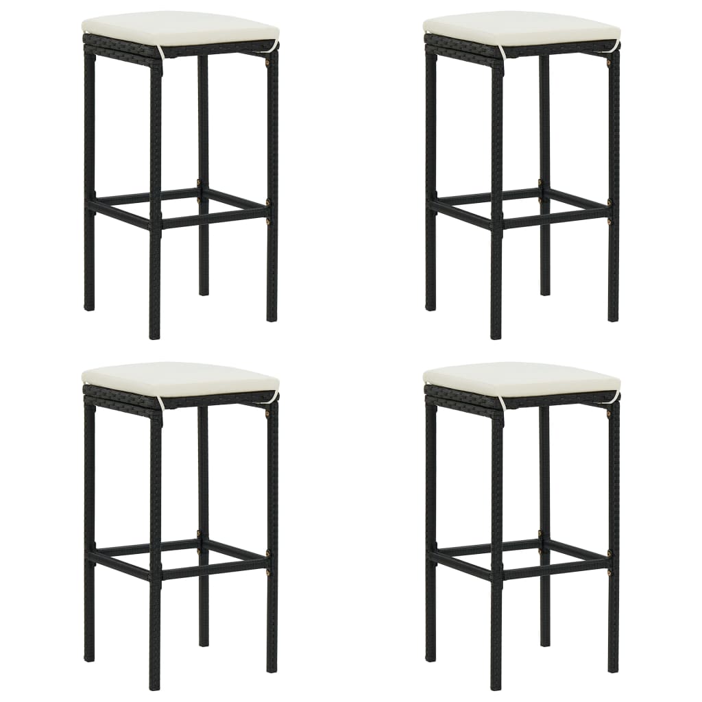 Ensemble De Bar De Jardin 5 Pcs Et Coussins Résine Tressée