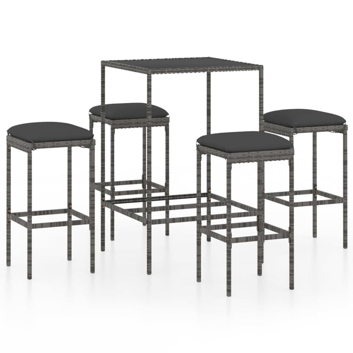 Ensemble De Bar De Jardin 5 Pcs Et Coussins Résine Tressée