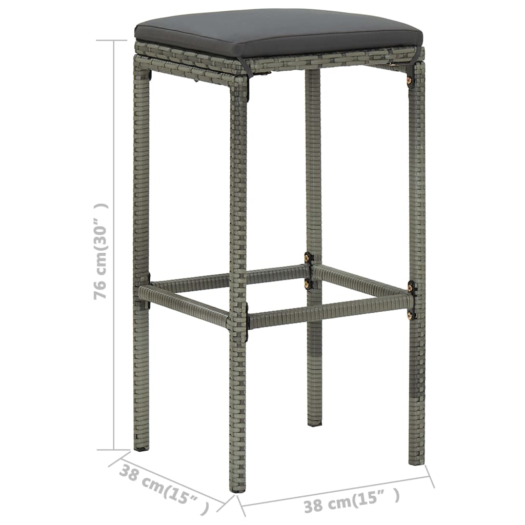 Ensemble De Bar De Jardin 5 Pcs Et Coussins Résine Tressée