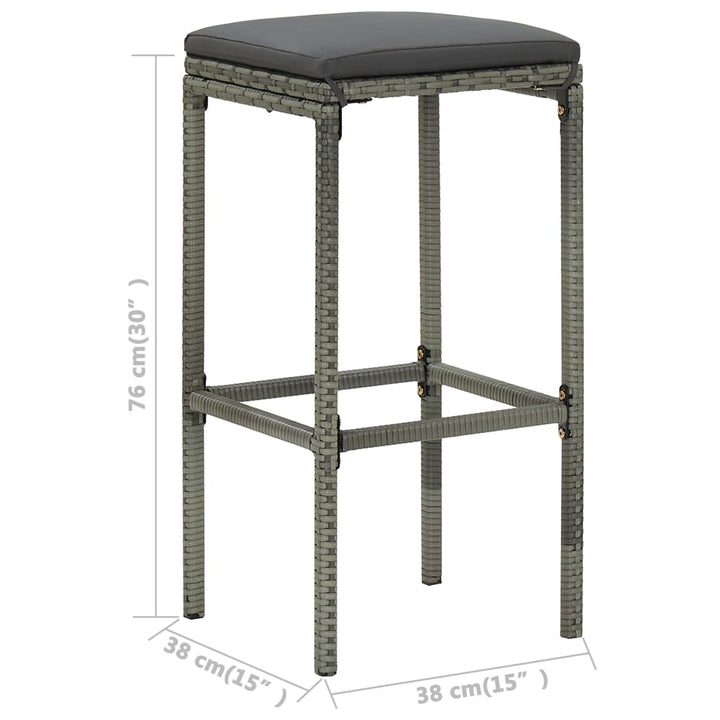 Ensemble De Bar De Jardin 5 Pcs Et Coussins Résine Tressée