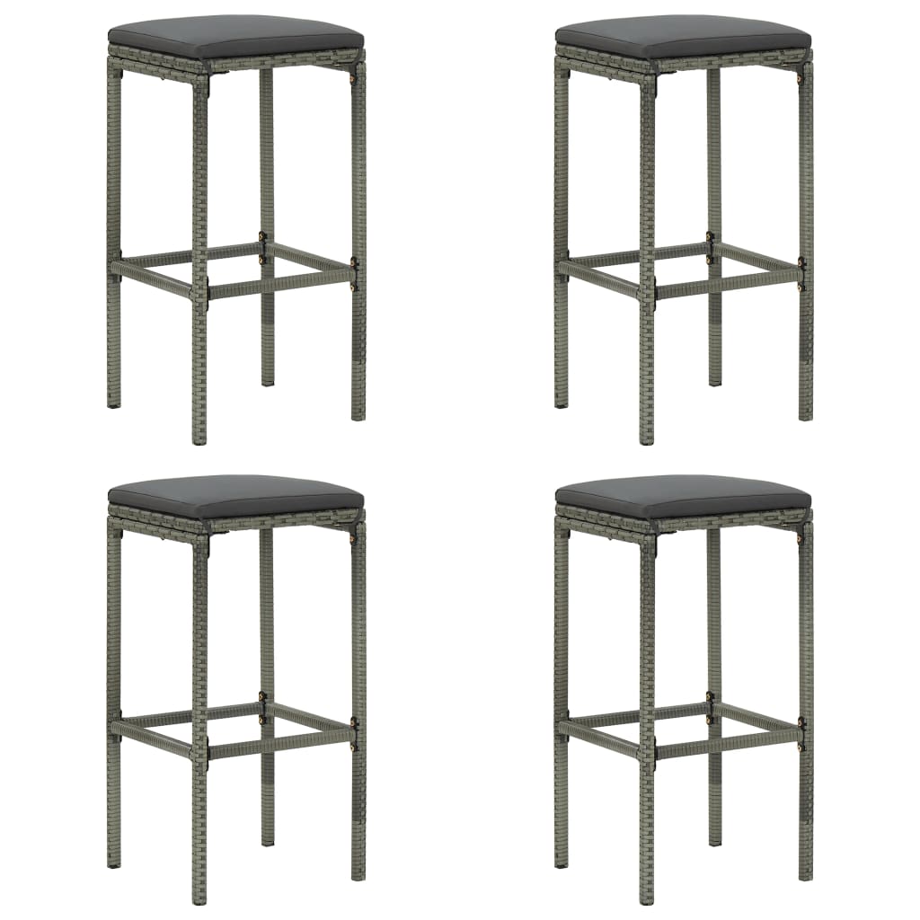Ensemble De Bar De Jardin 5 Pcs Et Coussins Résine Tressée