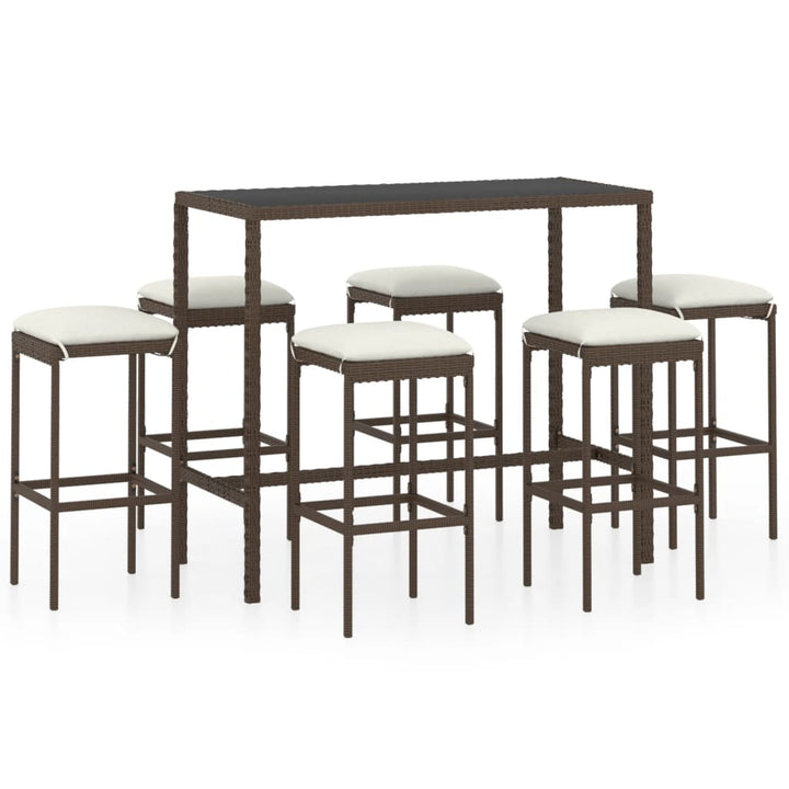 Ensemble De Bar De Jardin 7 Pcs Coussins Résine Tressée