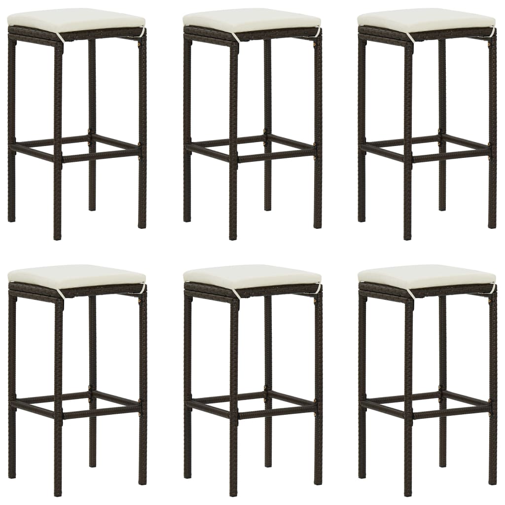 Ensemble De Bar De Jardin 7 Pcs Coussins Résine Tressée
