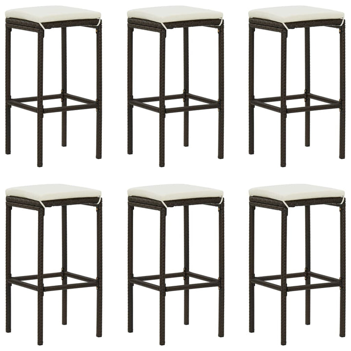 Ensemble De Bar De Jardin 7 Pcs Coussins Résine Tressée