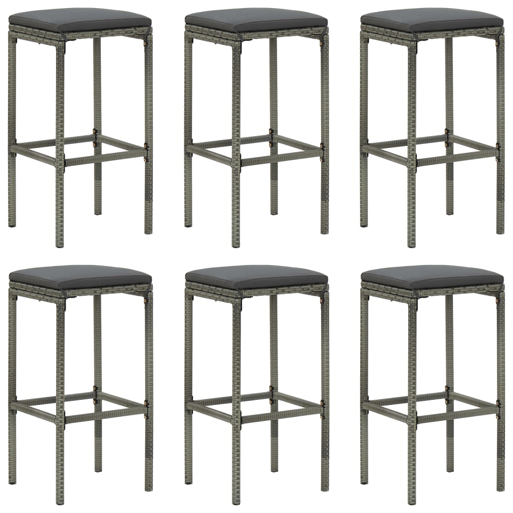 Ensemble De Bar De Jardin 7 Pcs Et Coussins Résine Tressée