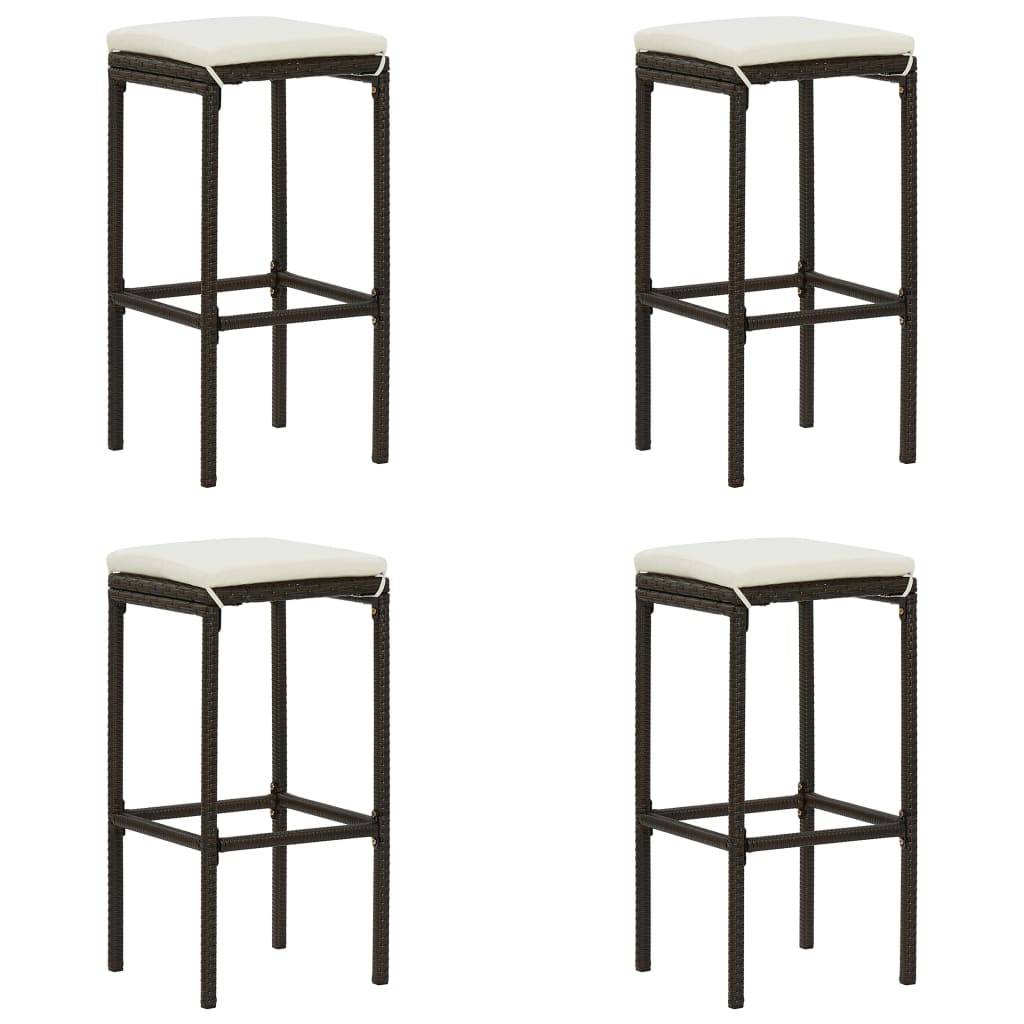 Ensemble De Bar De Jardin 9 Pcs Coussins Résine Tressée