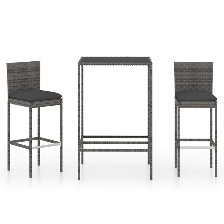 Ensemble De Bar De Jardin 3 Pcs Et Coussins Résine Tressée