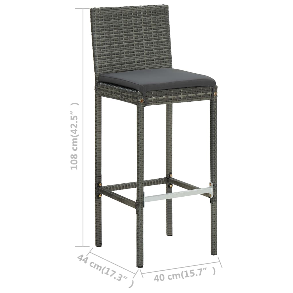 Ensemble De Bar De Jardin 3 Pcs Et Coussins Résine Tressée