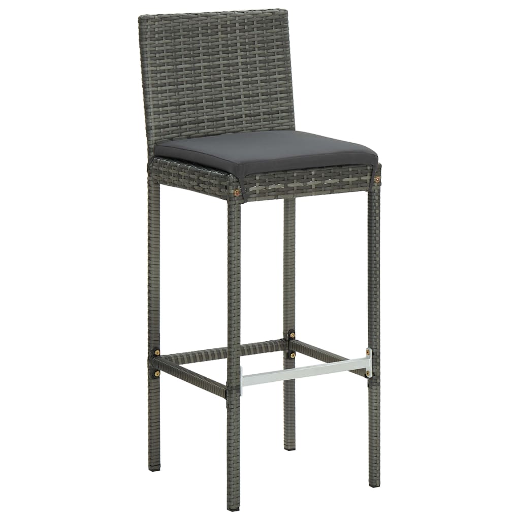 Ensemble De Bar De Jardin 3 Pcs Et Coussins Résine Tressée