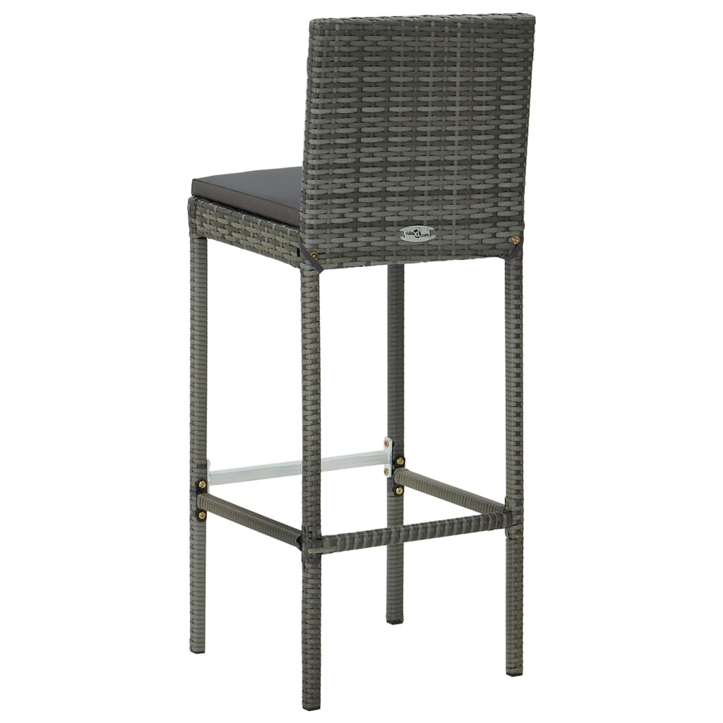 Ensemble De Bar De Jardin 3 Pcs Et Coussins Résine Tressée
