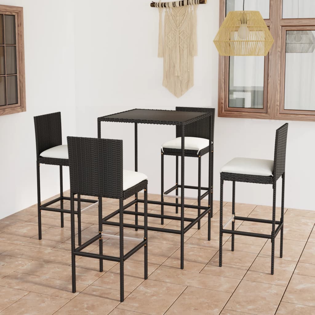Ensemble De Bar De Jardin 3 Pcs Et Coussins Résine Tressée