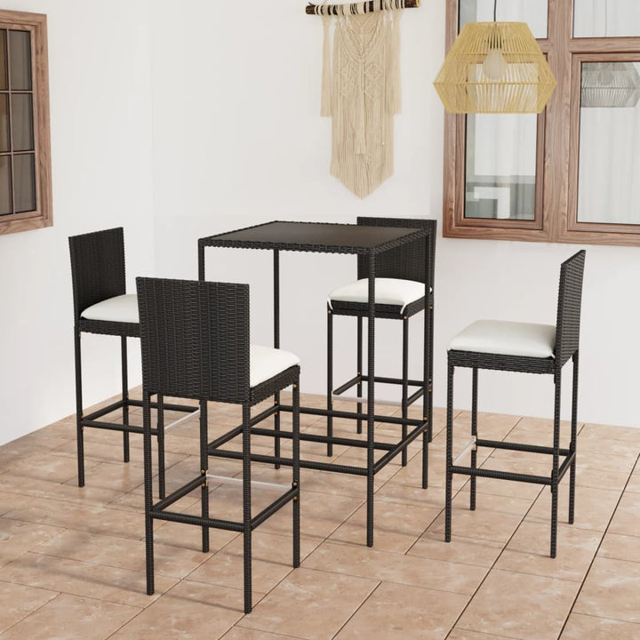 Ensemble De Bar De Jardin 3 Pcs Et Coussins Résine Tressée