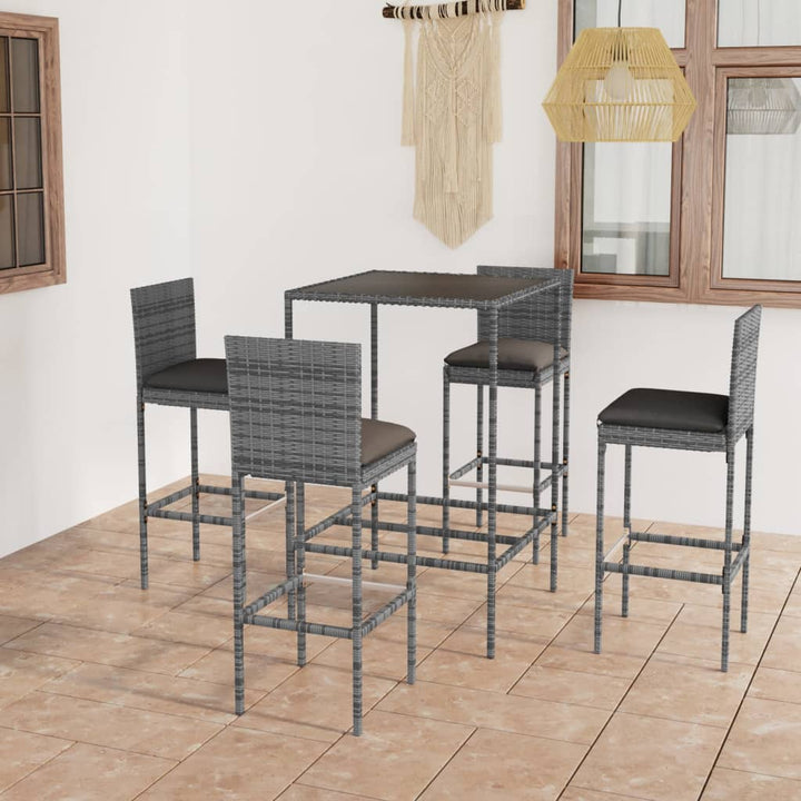 Ensemble De Bar De Jardin 3 Pcs Et Coussins Résine Tressée