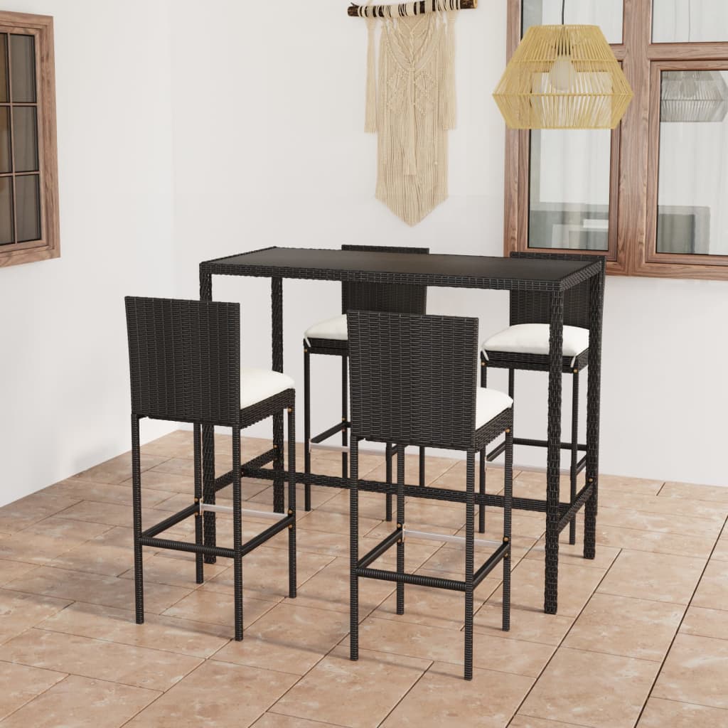 Ensemble De Bar De Jardin 3 Pcs Et Coussins Résine Tressée