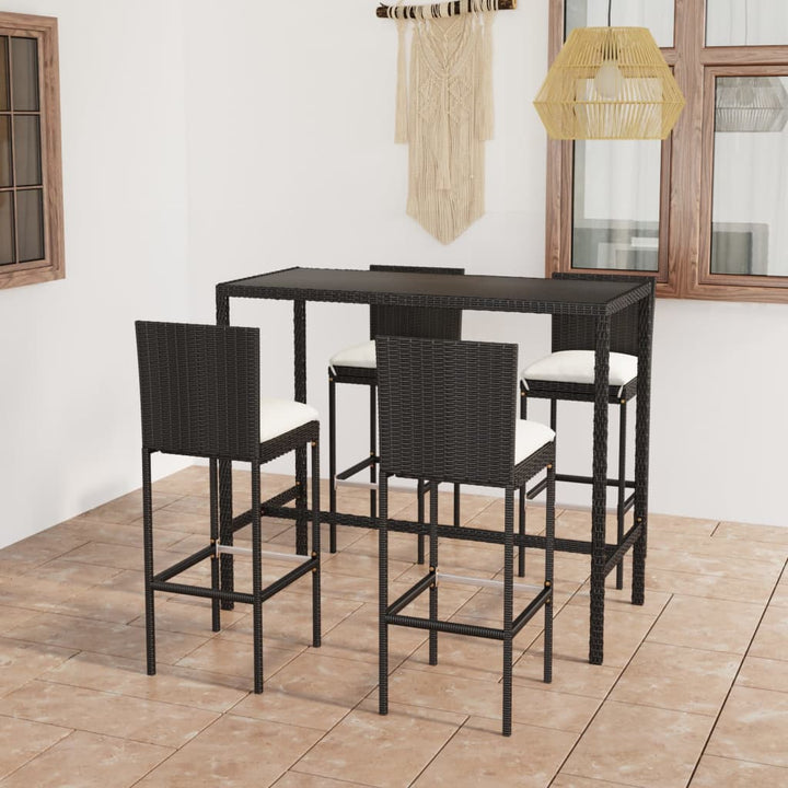 Ensemble De Bar De Jardin 3 Pcs Et Coussins Résine Tressée