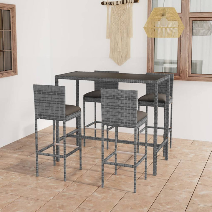 Ensemble De Bar De Jardin 3 Pcs Et Coussins Résine Tressée