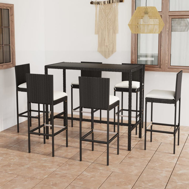 Ensemble De Bar De Jardin 3 Pcs Et Coussins Résine Tressée