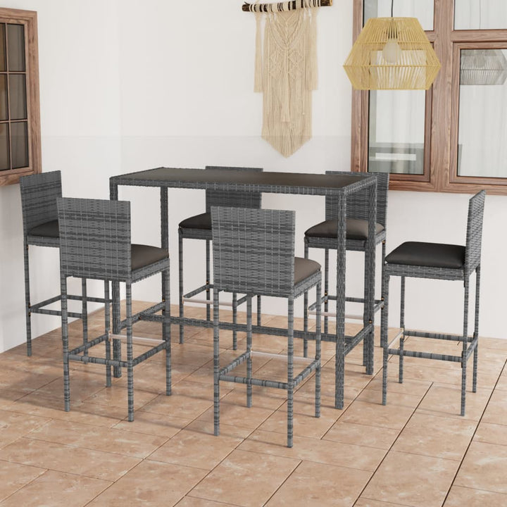 Ensemble De Bar De Jardin 3 Pcs Et Coussins Résine Tressée