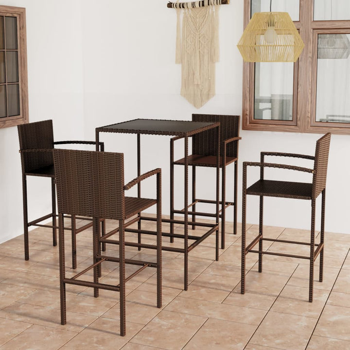 Ensemble De Bar De Jardin 5 Pcs Résine Tressée