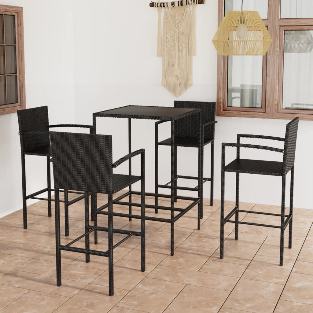 Ensemble De Bar De Jardin 5 Pcs Résine Tressée
