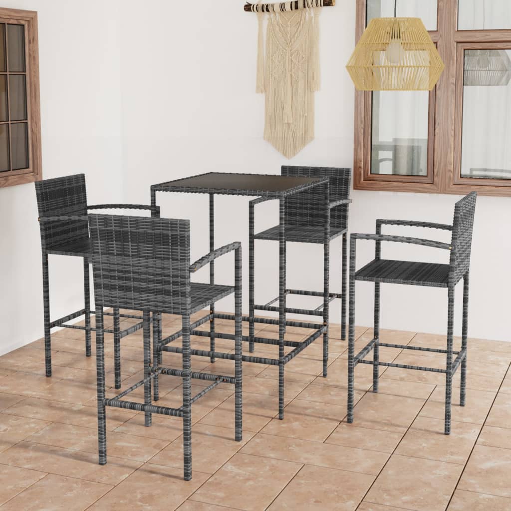 Ensemble De Bar De Jardin 5 Pcs Résine Tressée