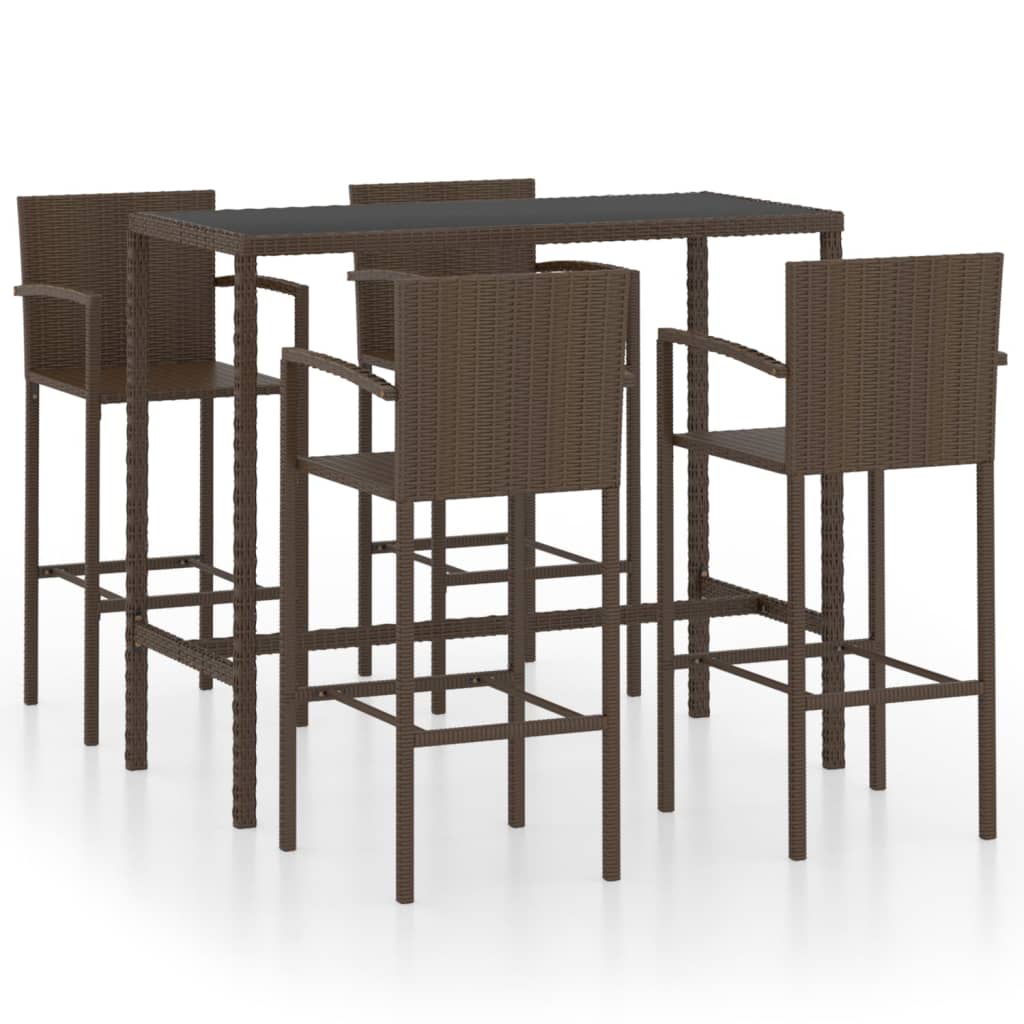 Ensemble De Bar De Jardin 5 Pcs Résine Tressée