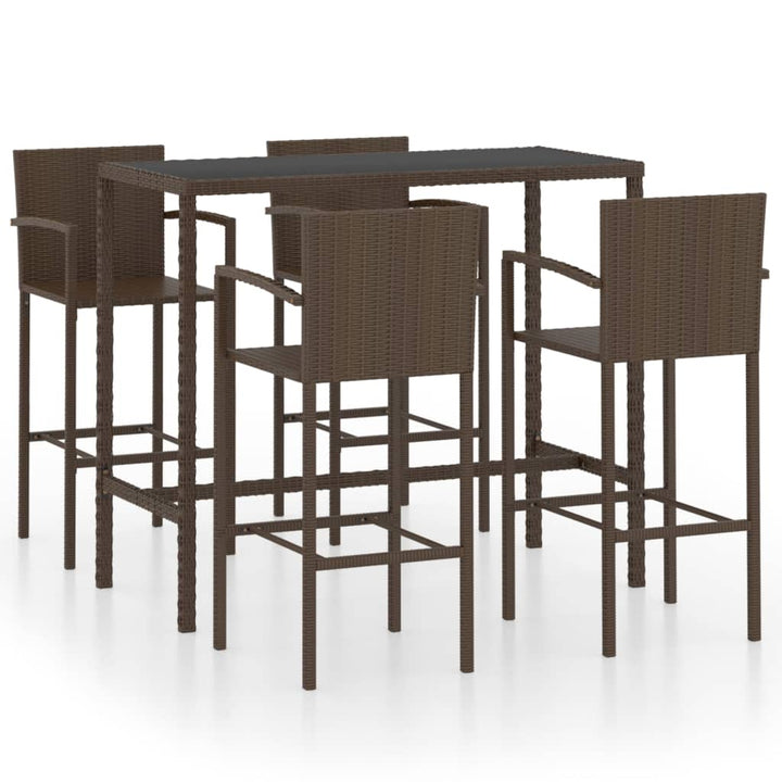 Ensemble De Bar De Jardin 5 Pcs Résine Tressée