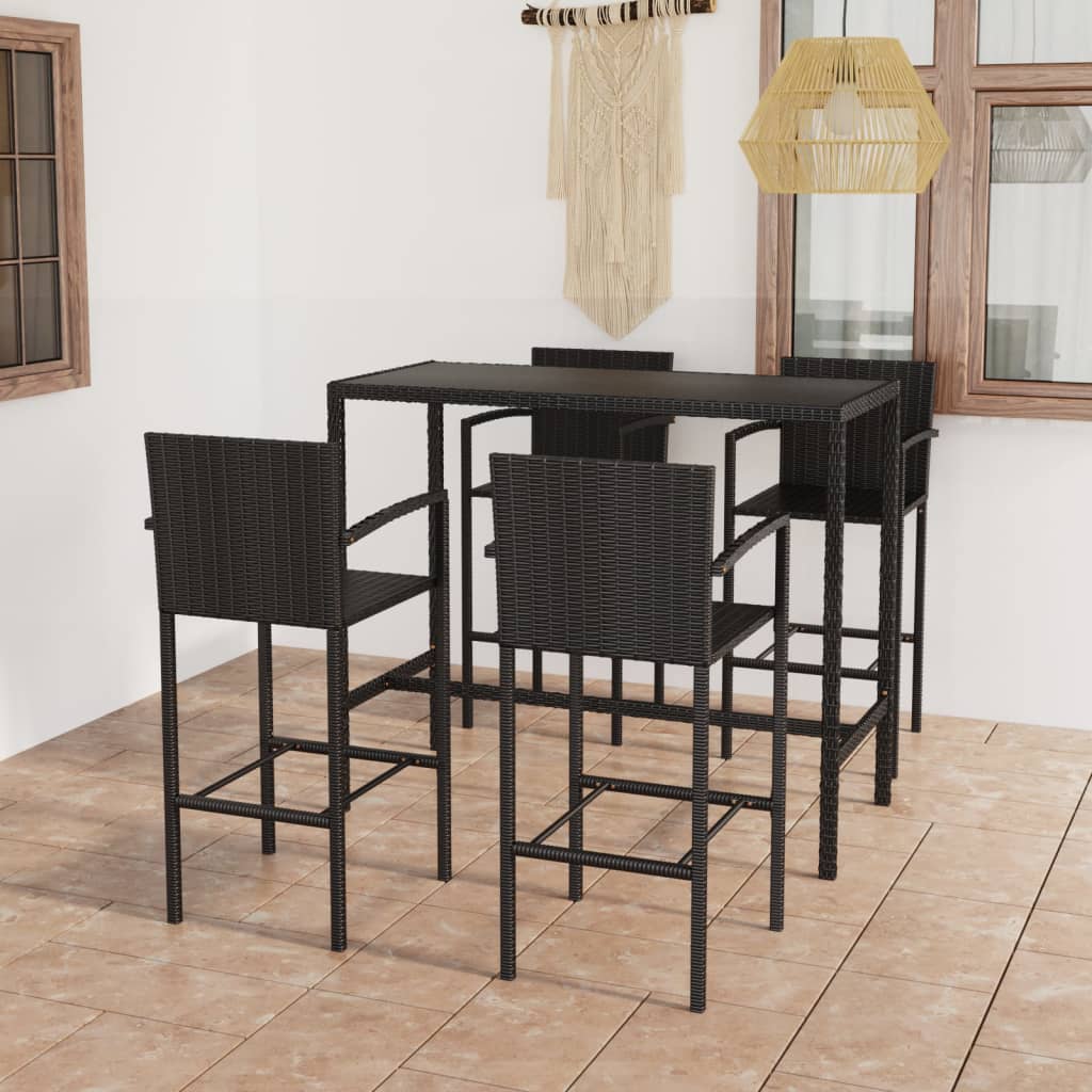 Ensemble De Bar De Jardin 5 Pcs Résine Tressée