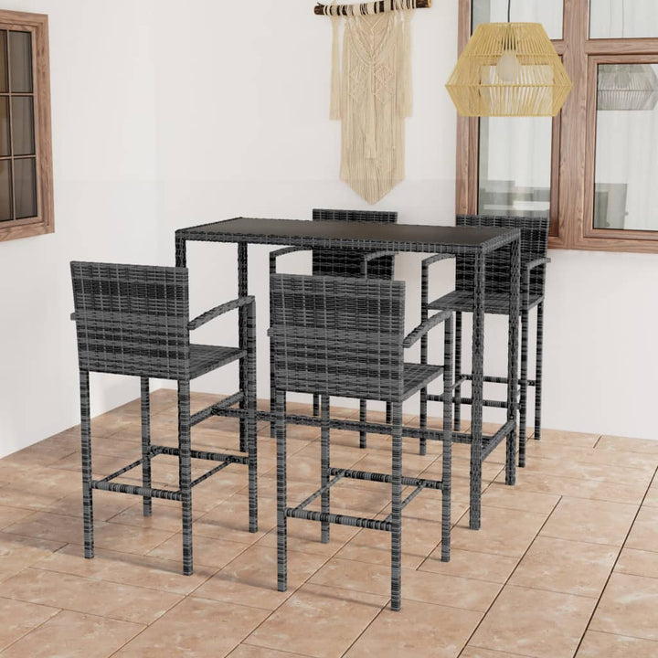 Ensemble De Bar De Jardin 5 Pcs Résine Tressée