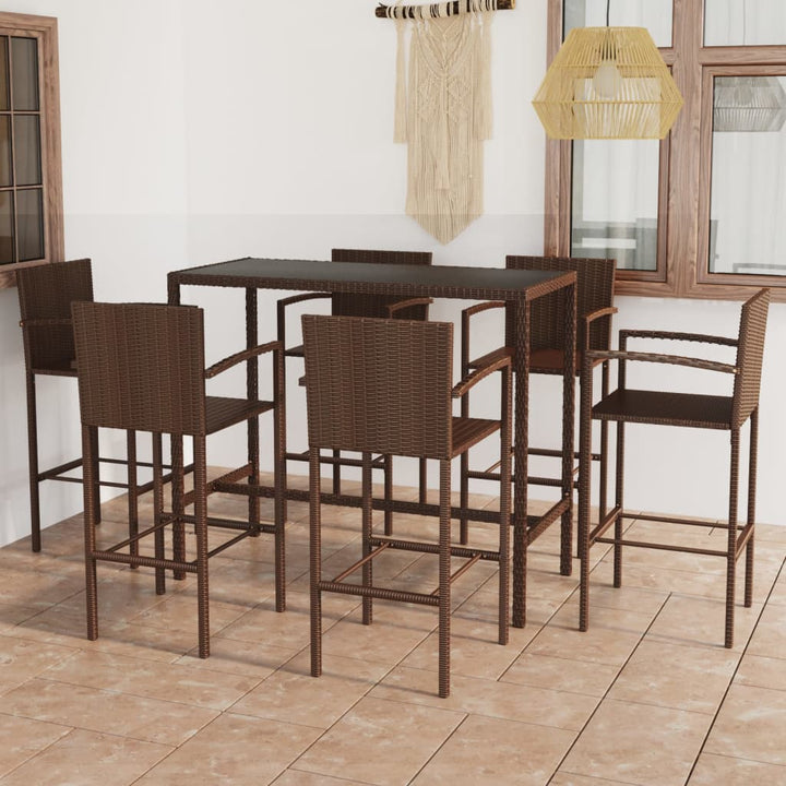 Ensemble De Bar De Jardin 5 Pcs Résine Tressée