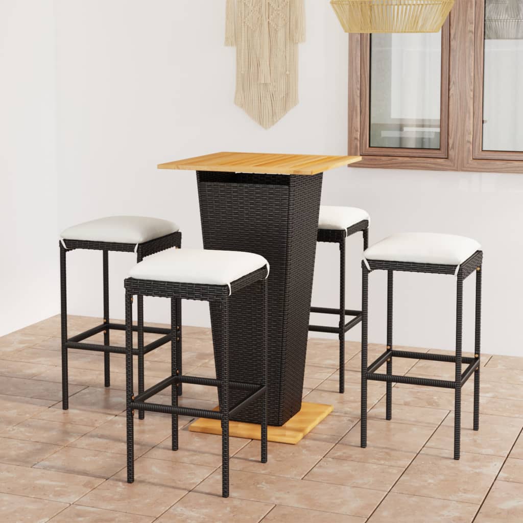 Ensemble De Bar De Jardin 9 Pcs Et Coussins Résine Tressée