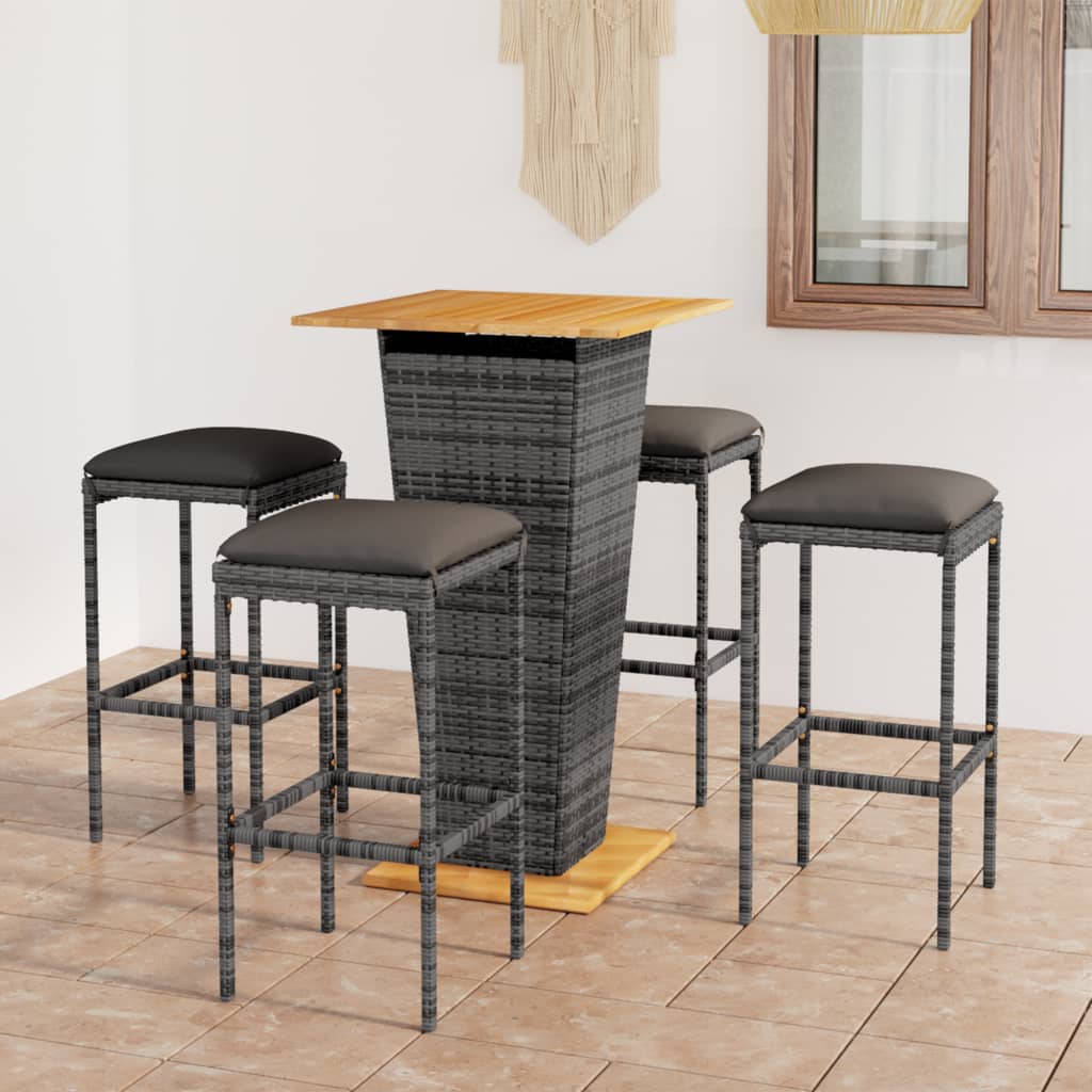 Ensemble De Bar De Jardin 9 Pcs Et Coussins Résine Tressée