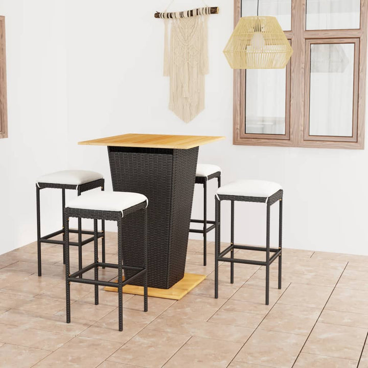Ensemble De Bar De Jardin 9 Pcs Et Coussins Résine Tressée