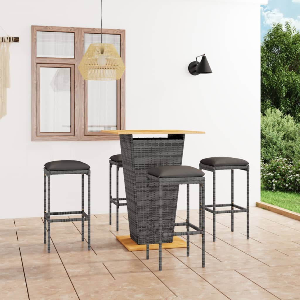 Ensemble De Bar De Jardin 9 Pcs Et Coussins Résine Tressée