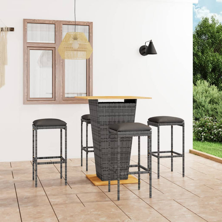 Ensemble De Bar De Jardin 9 Pcs Et Coussins Résine Tressée