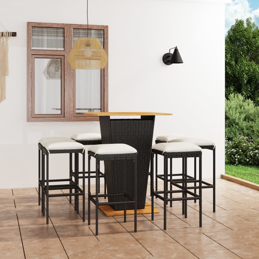 Ensemble De Bar De Jardin 9 Pcs Et Coussins Résine Tressée