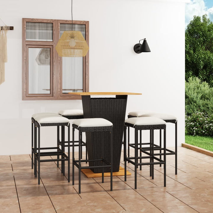 Ensemble De Bar De Jardin 9 Pcs Et Coussins Résine Tressée