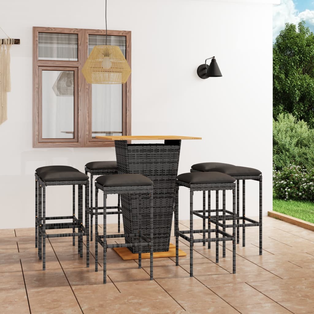 Ensemble De Bar De Jardin 9 Pcs Et Coussins Résine Tressée