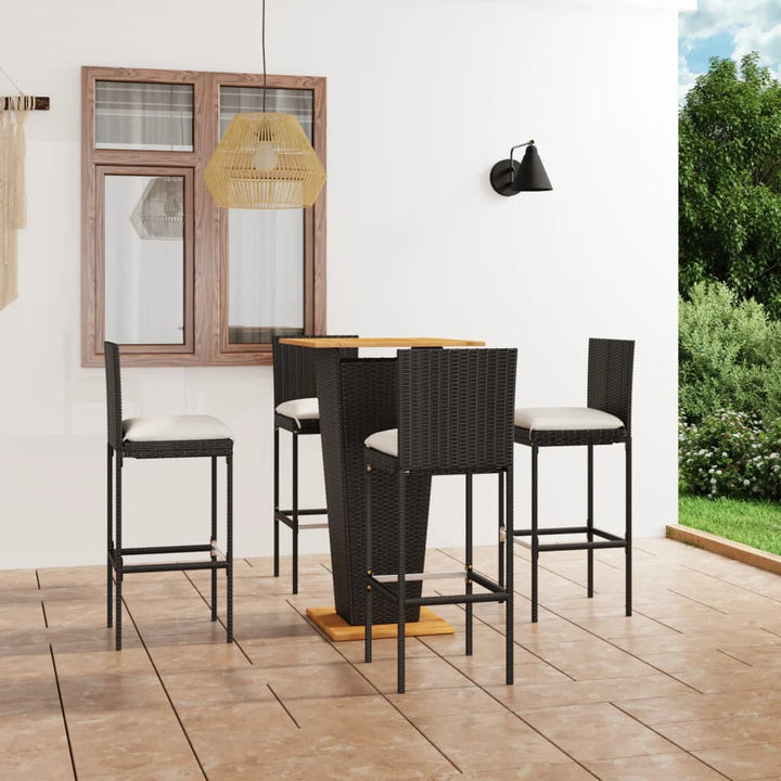Ensemble De Bar De Jardin 5 Pcs Et Coussins Résine Tressée